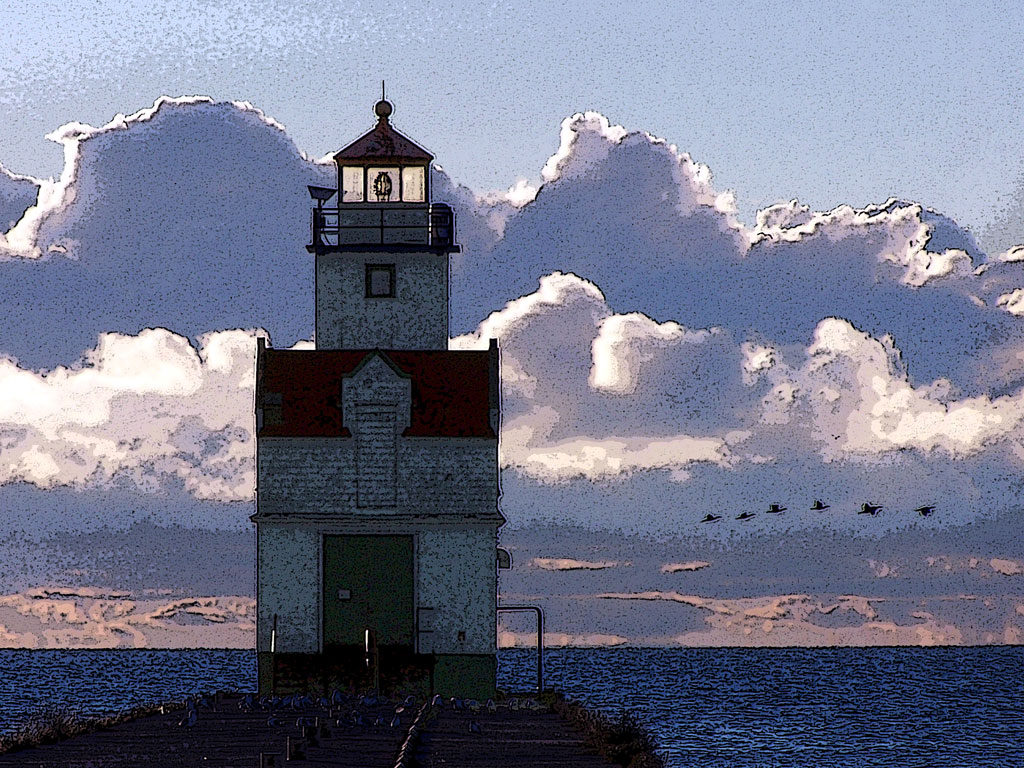 Kewaunee, Lighthouse, Clouds