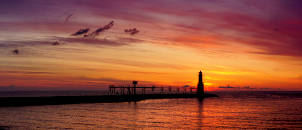 Sunrise, Algoma, Lighthouse, Panorama