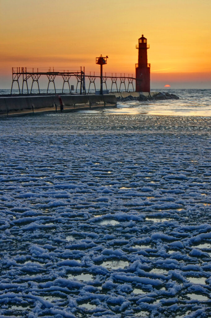 Winter, Ice, Algoma, Lighthouse