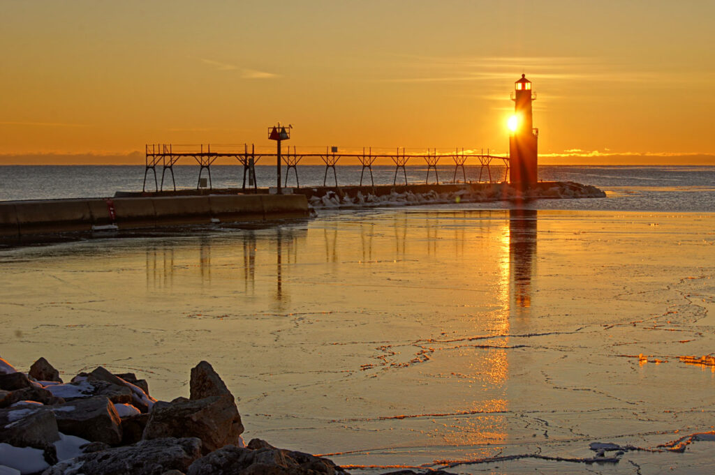 Lighthouse, Algoma, Sunrise