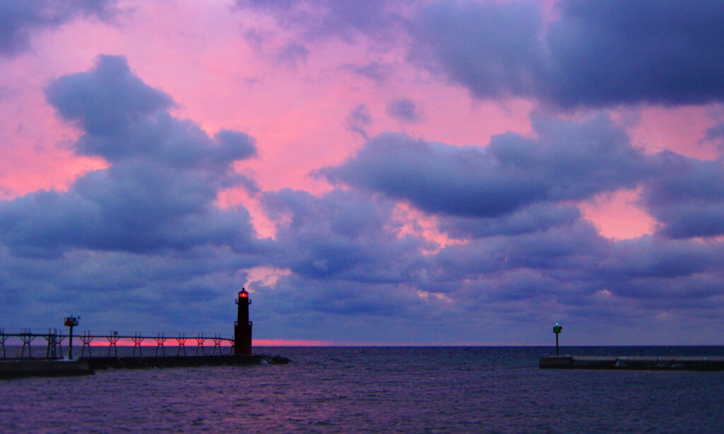 Algoma, Lighthouse, Purple, Clouds