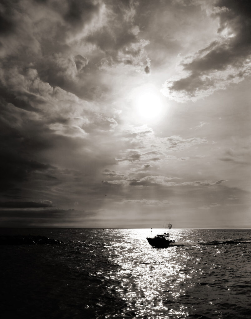 Boat, Clouds, Water, Algoma, Monochrome