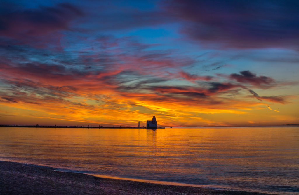 Sunrise, Lighthouse, Kewaunee, Lake Michigan