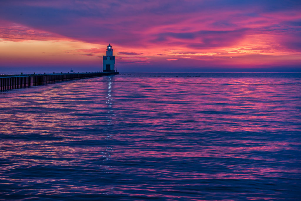 Sunrise, Lighthouse, Lake Michigan, Kewaunee