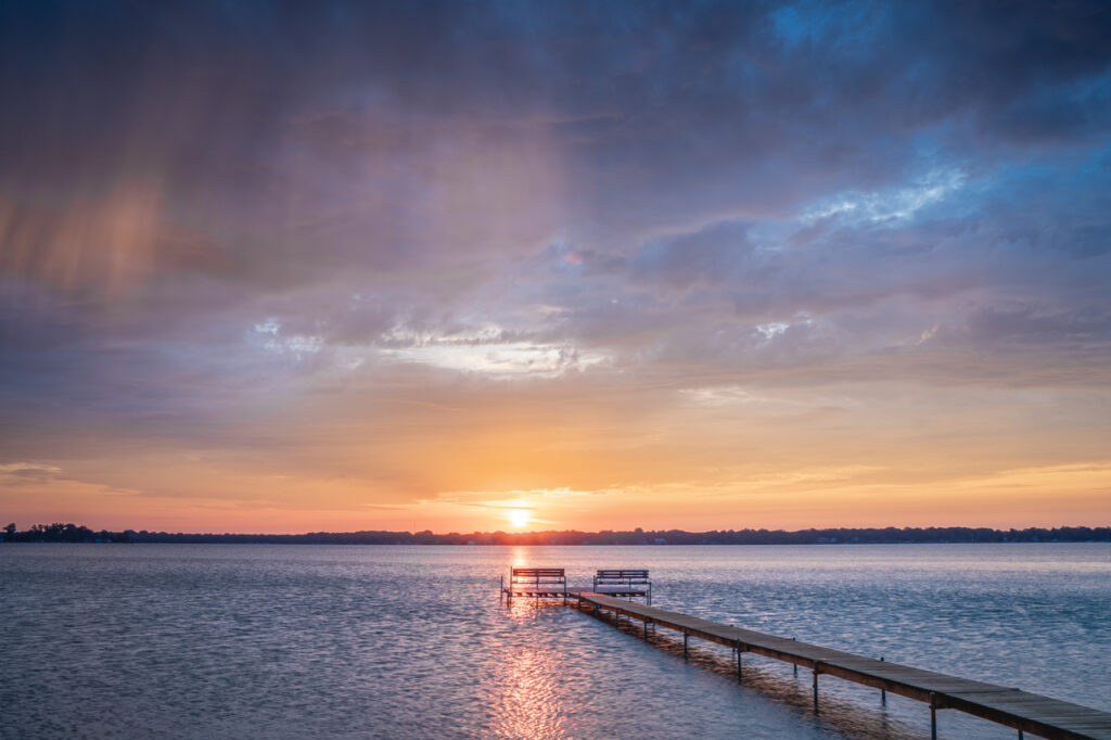 Sunrise, Lake, Dock, Bass Lake, IN, Indiana