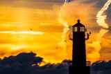 Contrails, Sunrise, Lighthouse, Algoma