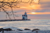 Winter, Cold, Ice, Kewaunee, Lighthouse, Sunrise